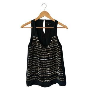 Barbara Bui Black Silk Beaded Tank Top Size 34 (US Size 2)